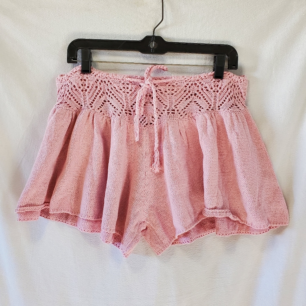 Free People Beach Pink Boho Sweater Shorts L